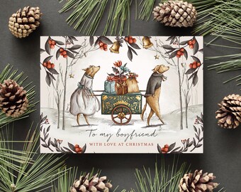 Boyfriend Christmas Card, Christmas Card for Partner, I Love You Christmas Card, Dog Card, Luxury Boyfriend Christmas Card, Dog Card