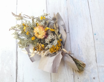 Dried wildflowers bouquet, eco raw decor, gift
