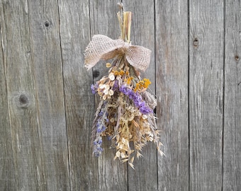 Hanging botanical decor, dried flowers bouquet for door and wall