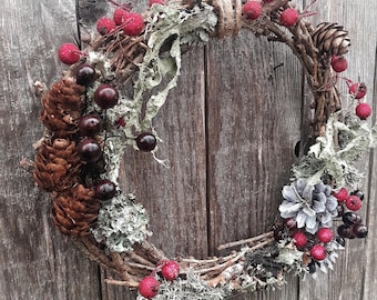 Hanging rustic twigs wreath, small door wreath