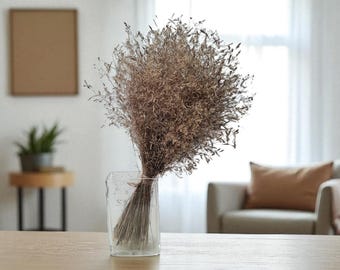 Dried brown grass decor, real fluffy grass bouquet boho decor rustic vase filler