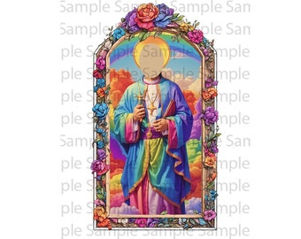 Rainbow Saint Prayer Votive Candle Template