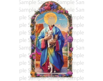 Kitten Saint Prayer Votive Candle Template