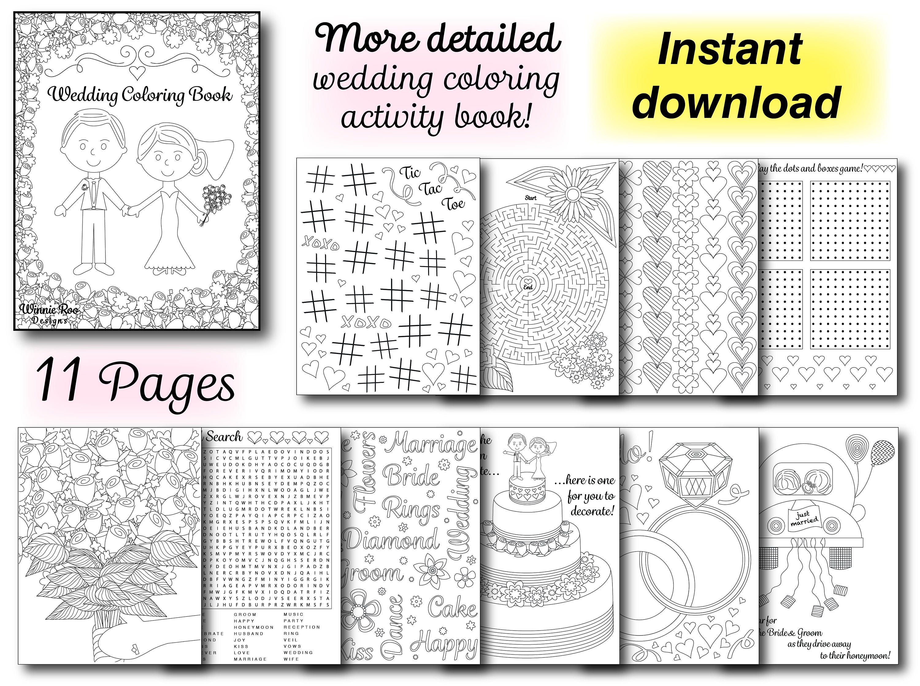 Download More Detailed Wedding Coloring Activity Book Wedding Coloring Etsy