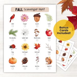 Fall Scavenger Hunt Printable, Autumn Scavenger Hunt Kids, For Toddlers, Homeschool, Fall Games Indoor, Outdoor, Fall Classroom Activity