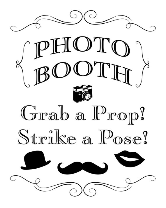 Printable Wedding Sign Photo Booth Grab A Prop Strike A Etsy