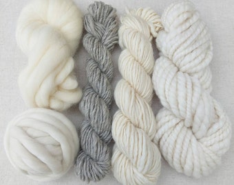 Weaver's Gift Box / Christmas Gift/ British Wool Yarn & Fibre Pack / Undyed / Weaving / Tapestry / Fibre Arts