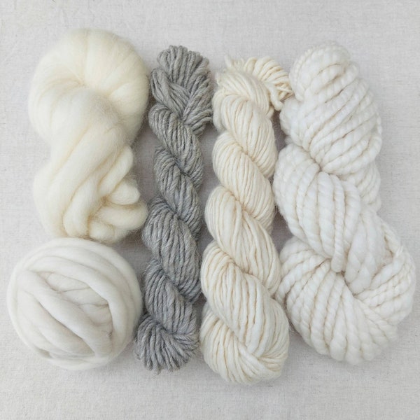 Weaver's Gift Box / Christmas Gift/ British Wool Yarn & Fibre Pack / Undyed / Weaving / Tapestry / Fibre Arts