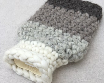 British Wool Hot Water Bottle Cover - Ombre Grey - Woolly - Woolly - 2ltr - Natural