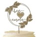 Fall Leaves Cake Topper with Personalized with Names and Date - Bride and Groom -   Baltic Birch Wood Wedding Cake Topper - 263