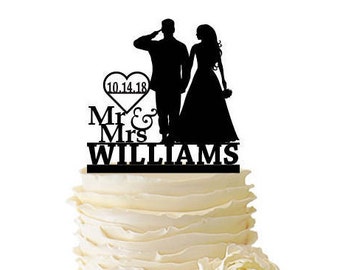 Wedding Military Engagement Silhouette Cake Topper
