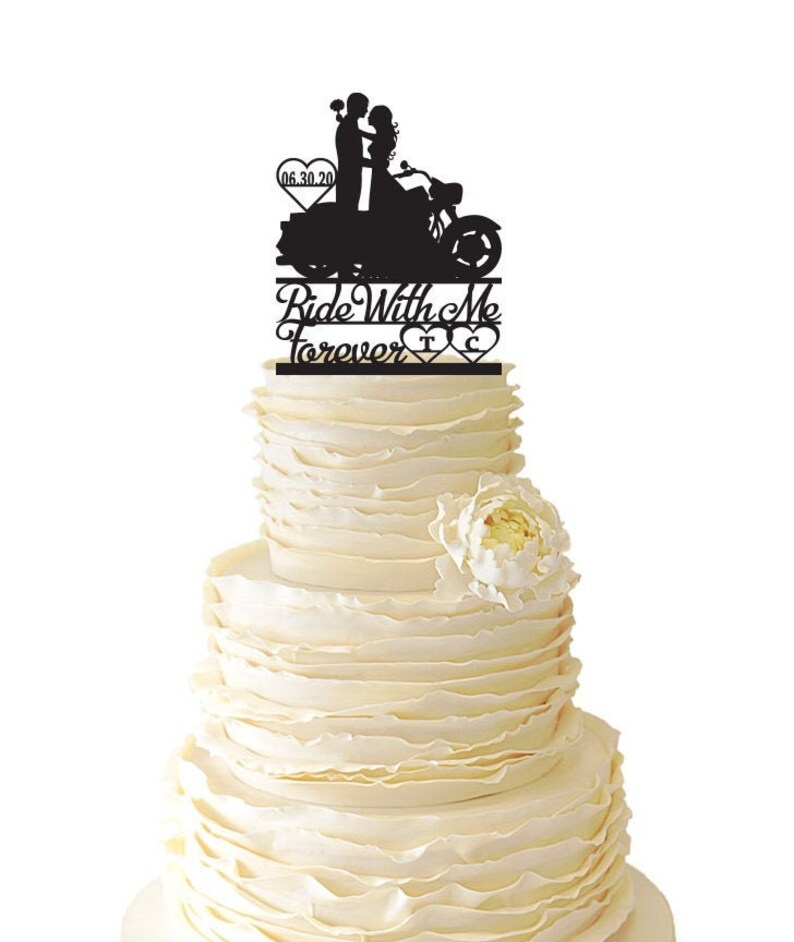 Ride With Me Forever Motorcycle Couple Cake Topper With Date Etsy