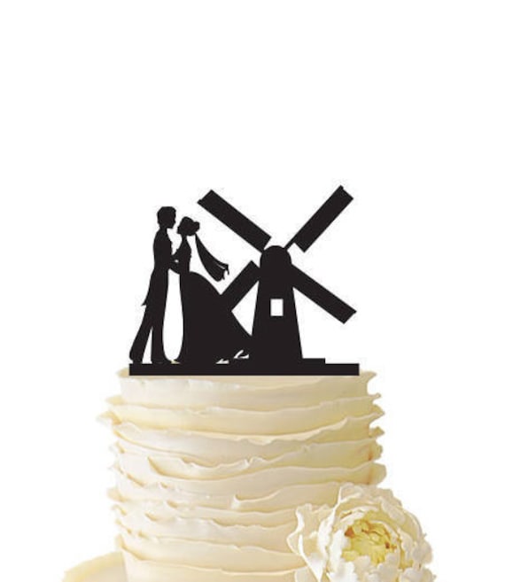 Cake Topper Silhouette en Bois Couple de Mariage avec Enfants Inc Windmill Sales D/écorations pour g/âteaux