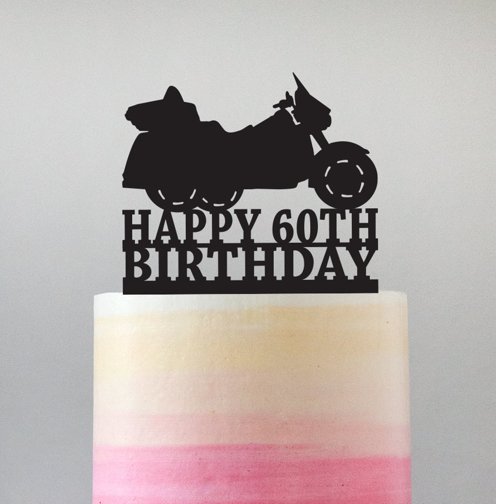 Happy Birthday Motorcycle Trike Cake Topper Personalized With Etsy
