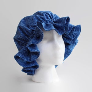 Mop cap, blueberry floral bonnet