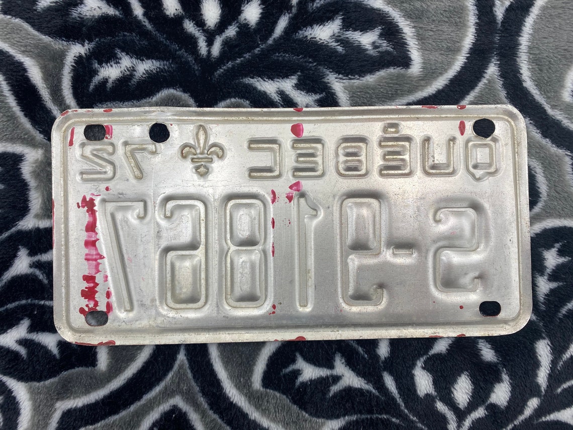 1972 Quebec vintage license plate skidoo snowmobile S91867 Etsy