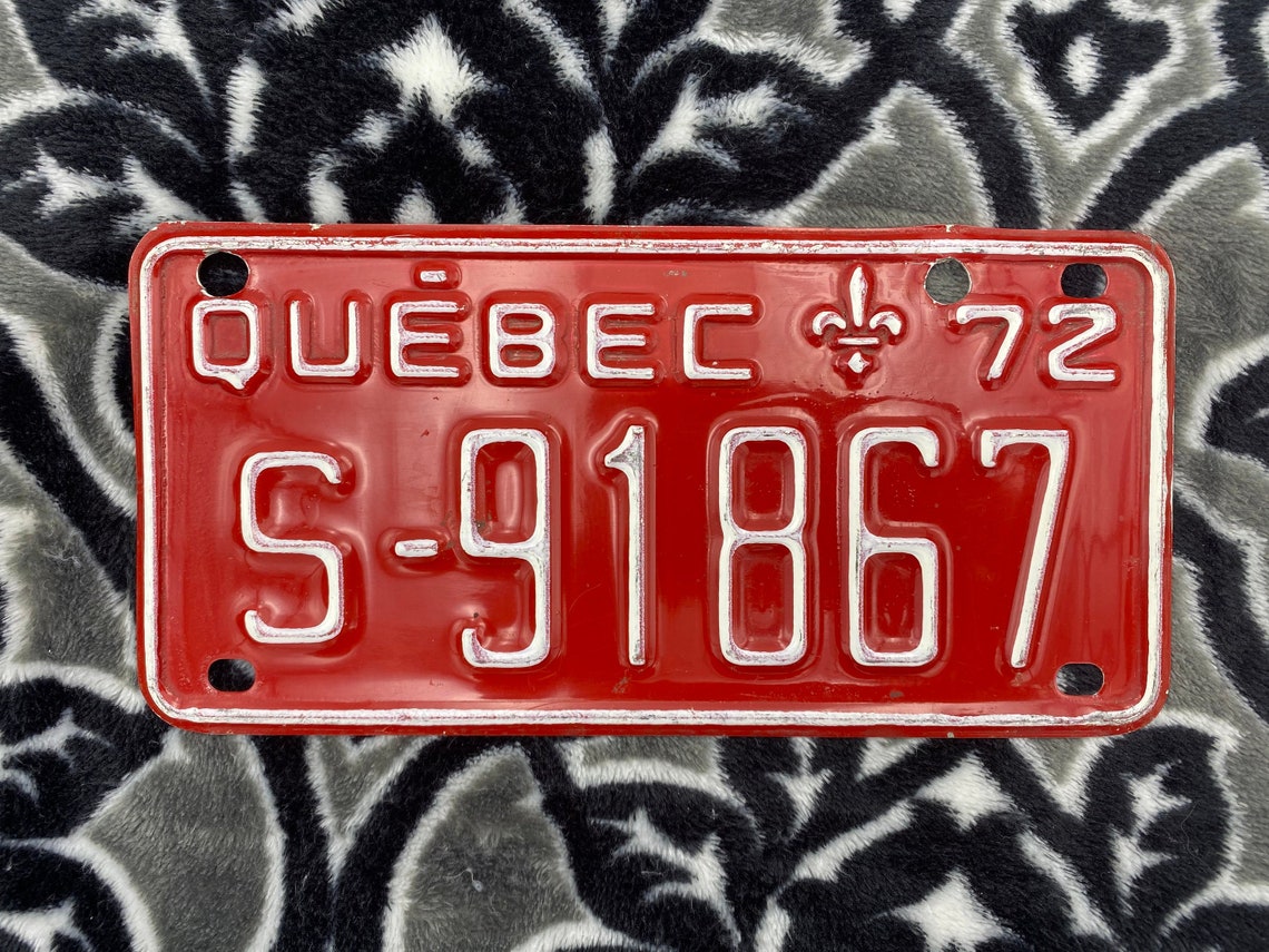 1972 Quebec vintage license plate skidoo snowmobile S91867 Etsy