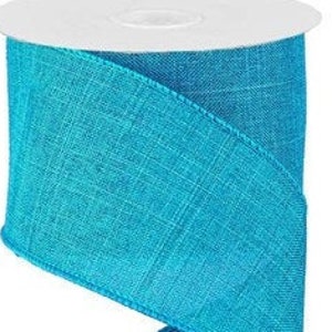 Turquoise Royal Burlap Wired Ribbon 2.5&quot; X 10 Yards, Wreath Supplies, Turquoise Ribbon, Beach Ribbon, Beach Wreath Ribbon, Coastal Ribbon