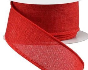 Red Royal Burlap Wired Ribbon 1.5" X 10 Yards, Ribbon For Wreaths, Wreath Supplies, Red Ribbon, Ribbon For Bows, Christmas Ribbon, Valentine
