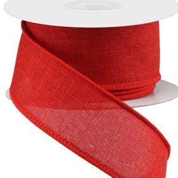 Red Royal Burlap Wired Ribbon 1.5" X 10 Yards, Ribbon For Wreaths, Wreath Supplies, Red Ribbon, Ribbon For Bows, Christmas Ribbon, Valentine