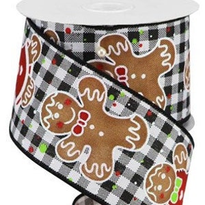Gingerbread Gingham Check Royal Wired Ribbon, Gingerbread Ribbon ...