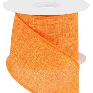 Orange Royal Burlap Wired Ribbon 2.5&quot; X 10 Yards Ribbon, Wreath Supplies, Wreath Ribbon, Orange Ribbon, Ribbon for Bows, Fall Ribbon, Fall