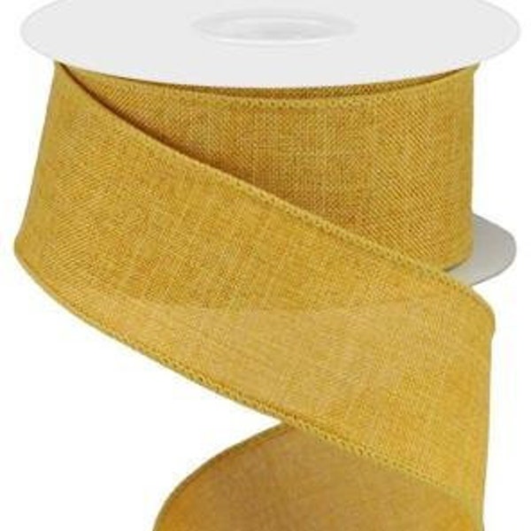 Dark Mustard Royal Burlap Wired Ribbon 1.5" X 10 Yards, Wreath Supplies, Wreath Ribbon, Ribbon for Bows, Fall Ribbon, Mustard Yellow, Fall