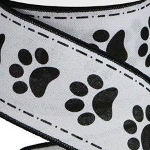 Paw Print Royal Wired Ribbon Dog Ribbon 2.5 X 10 Yards Etsy