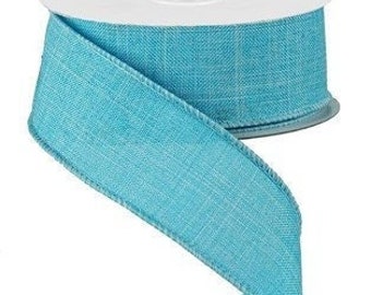 Blue Royal Burlap Wired Ribbon 1.5" X 10 Yards, Wreath Supplies, Blue Ribbon, Beach Ribbon, Beach Wreath, Blue Wired Ribbon, Bows, Tropical