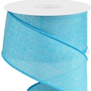 Turquoise Shiny Royal Burlap Wired Ribbon 2.5&quot; X 10 Yards, Wreath Supplies, Turquoise Ribbon, Beach Ribbon, Beach Wreath Ribbon, Coastal