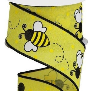 Bumble Bee Yellow/Black Royal Wired Ribbon 2.5" X 10 Yards, Bee Wreath, Bumble Bee, Bee, Bumble Bee Decor, Bumble Bee Ribbon, Yellow Ribbon