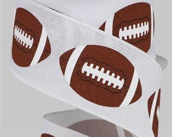 May include: White ribbon with a brown and white football pattern.