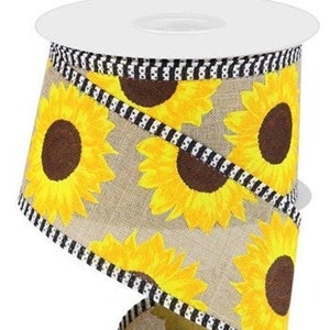 Sunflower Ribbon Fused With Yellow Backing 2.5” X 10 Yards