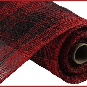 Check Poly Burlap Mesh Red/Black 10 Inch, Red And Black Mesh, Poly Burlap Mesh For Wreaths, Wreath Supplies, 10 Inch Mesh, Buffalo Plaid