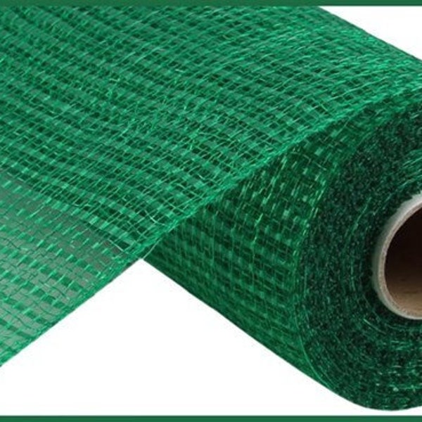 Emerald Green Horizontal Wide Stripe Mesh, Wreath Mesh, Deco Mesh, Wreath Supplies, 10 " X 10 Yard Mesh, Emerald Green Mesh, Christmas