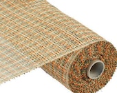 Poly Burlap Mesh Plaid 10 Inch, Orange, Beige, Moss, Brown Poly Burlap , Poly Burlap Mesh For Wreaths, Wreath Supplies, 10 Inch Mesh, Fall