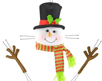 plush snowman wreath accent