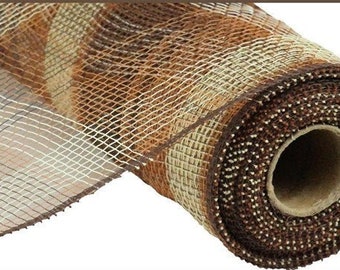 Plaid Deco Mesh Chocolate/Brown/Ivory 10 Inch, Deco Mesh For Wreath, 10" X 10 Yards Mesh, Wreath Supplies, Mesh For Garland, Mesh, Plaid