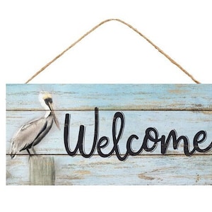 Welcome Pelican Beach Wreath Sign, Welcome Pelican Beach Sign, Beach Sign For Wreaths, Beach Decor, Coastal Decor, Pelican Sign, Beach Sign,
