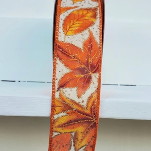 Fall Leaves with Glitter Dots Wired Ribbon Yellow/Orange/Brown/Gold 1.5" X 10 Yards, Fall Ribbon, Autumn Ribbon, Leaves, Fall, Wreath Ribbon image 16