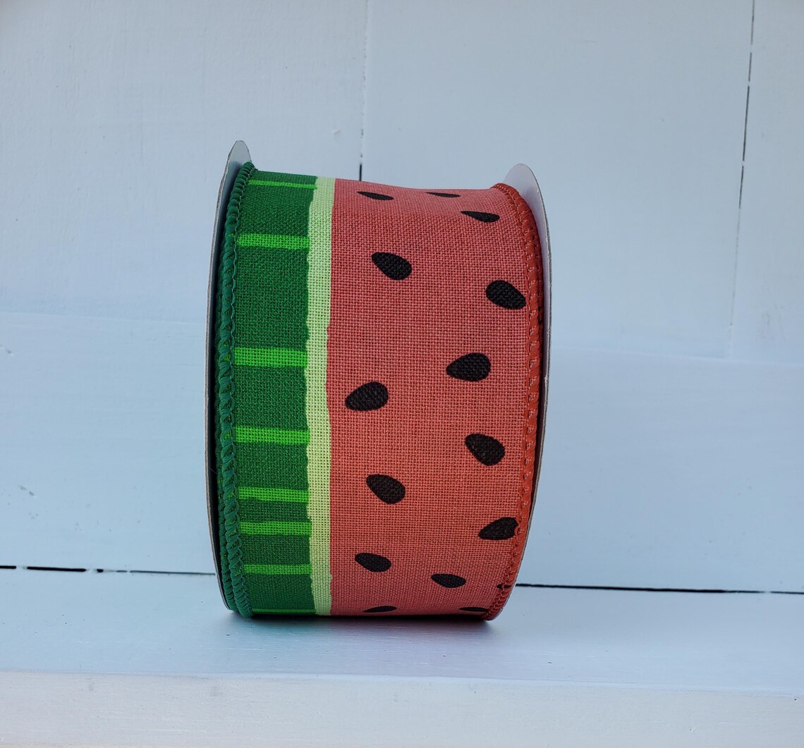Watermelon Ribbon Wired Edge Bold Watermelon Slice Red/green Royal ...