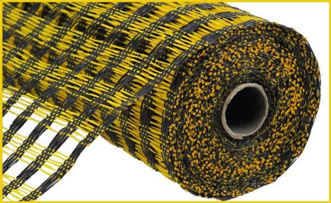 Check Poly Burlap Mesh 10 Inch Black/Yellow Poly Burlap Mesh Etsy
