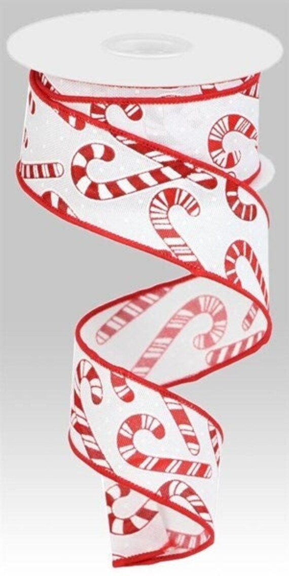 Christmas Candy Cane Wired Ribbon 1.5 X 10 Yard Wired Etsy