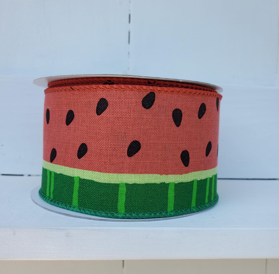 Watermelon Ribbon Wired Edge Bold Watermelon Slice Red/green Royal ...