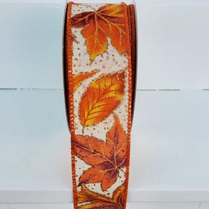 Fall Leaves with Glitter Dots Wired Ribbon Yellow/Orange/Brown/Gold 1.5" X 10 Yards, Fall Ribbon, Autumn Ribbon, Leaves, Fall, Wreath Ribbon image 7