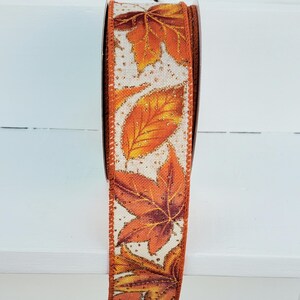 Fall Leaves with Glitter Dots Wired Ribbon Yellow/Orange/Brown/Gold 1.5" X 10 Yards, Fall Ribbon, Autumn Ribbon, Leaves, Fall, Wreath Ribbon image 11