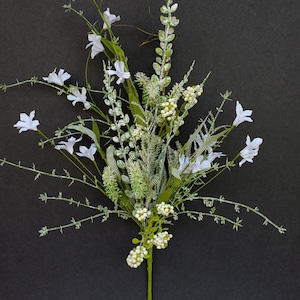 White Floral with Beads Greenery Spray 24&quot;, Floral Spray for Wreath, Flower Pick, Flowers for Wreath, Floral Filler, Wreath Supply, White