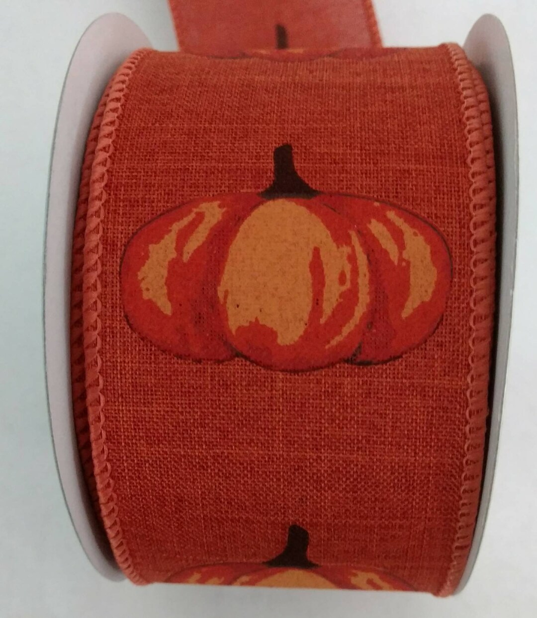 Ribbon, Wired Fall Rust Ribbon With Pumpkins, Wired Ribbon, 2.5 X 10