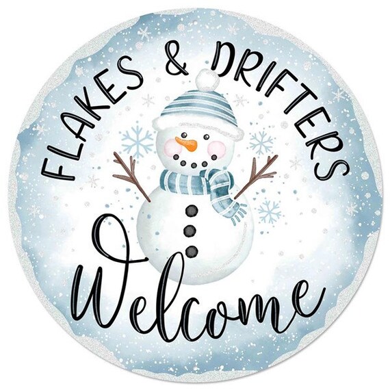 12 Inch Metal Snowman Welcome Sign, Christmas Sign, Metal