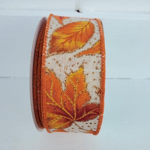 Fall Leaves with Glitter Dots Wired Ribbon Yellow/Orange/Brown/Gold 1.5" X 10 Yards, Fall Ribbon, Autumn Ribbon, Leaves, Fall, Wreath Ribbon image 18